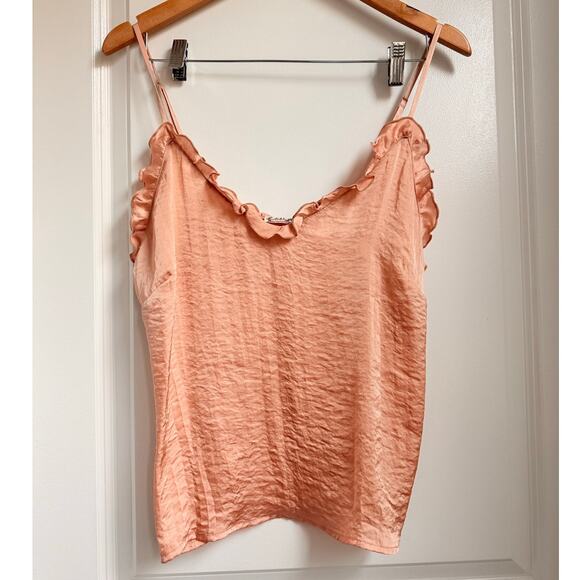 Free People Intimately Ruffle V Neck Cami Worn Once M Pink - Picture 2 of 4